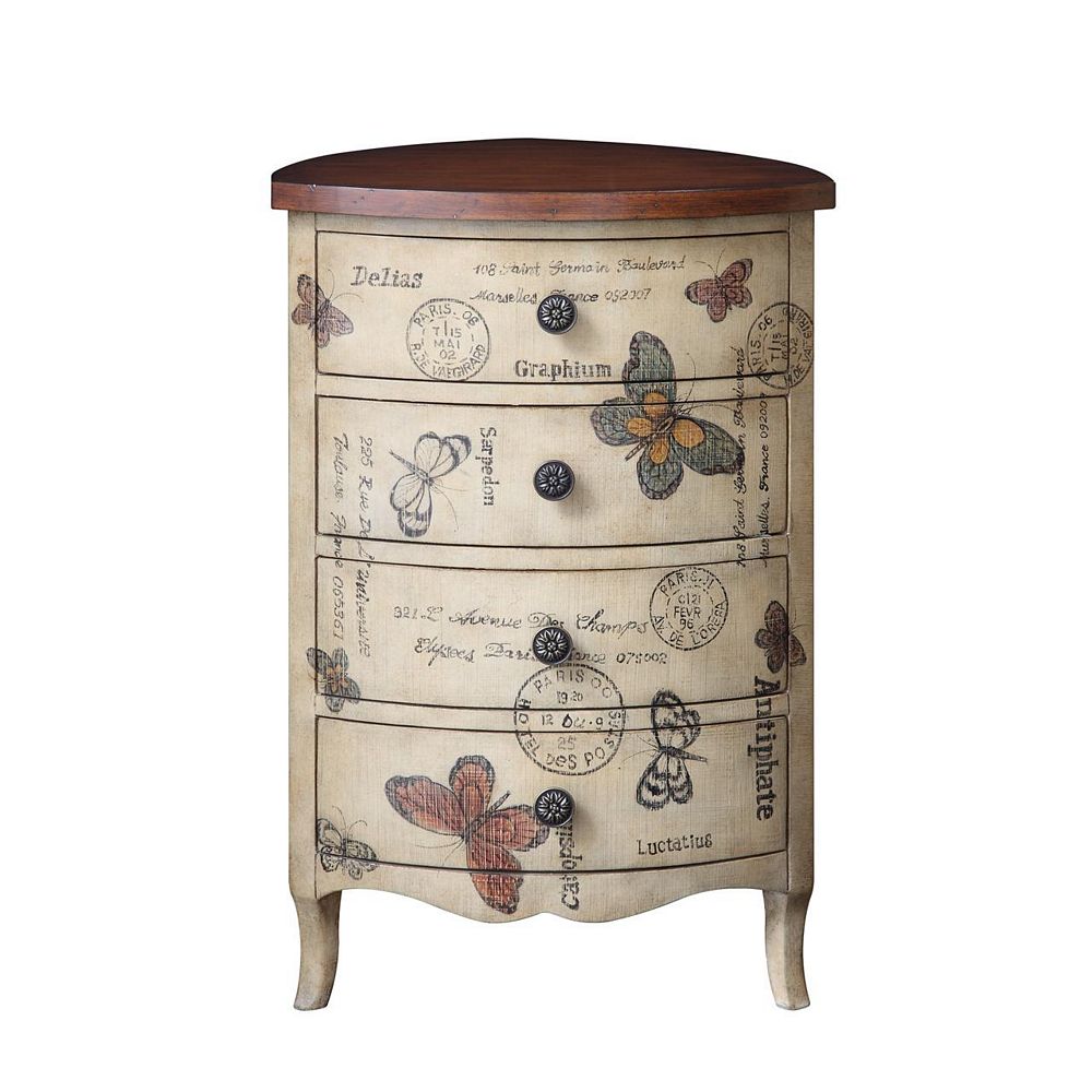 Madison Park Artisan Butterfly 4 Drawer Triangle Accent Chest