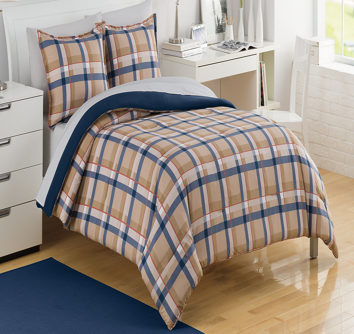 Par Plaid Blue/Khaki by IZOD Bedding - BeddingSuperStore.com