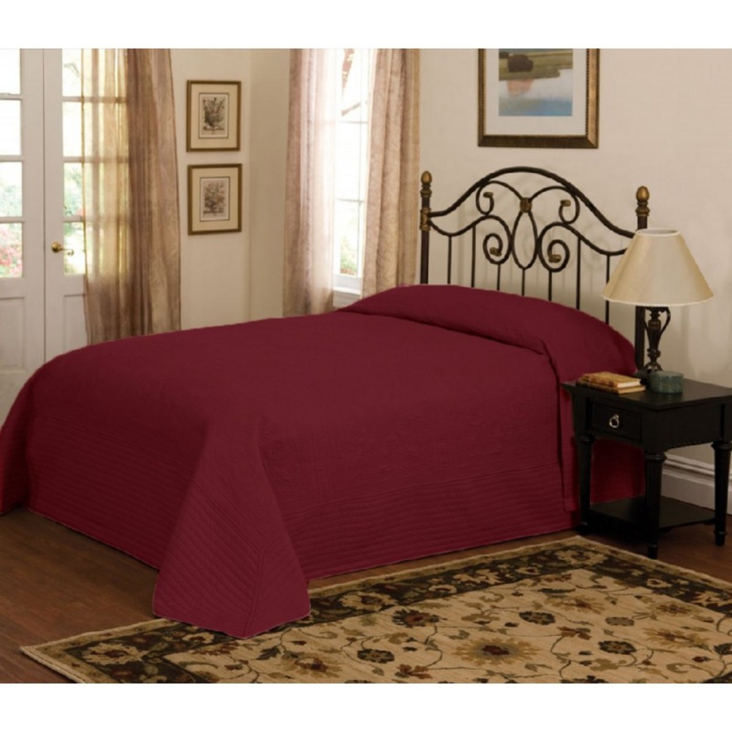 French Tile Quilted Deep Red Bedspread by American ...