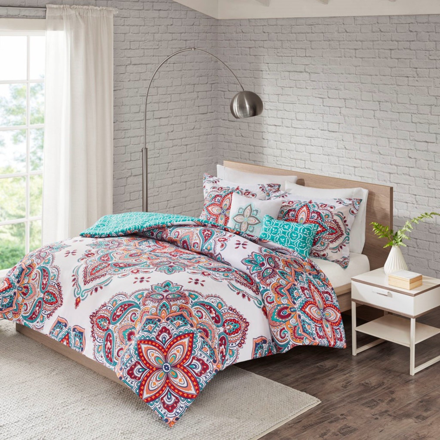 Amari Aqua Indigo Duvet Cover Set- Full/Queen - BeddingSuperStore.com