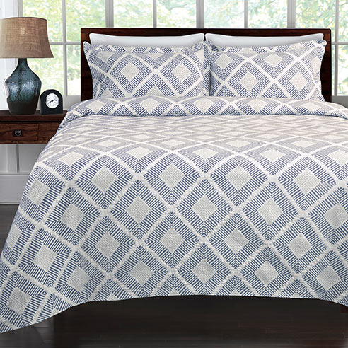 Equinox Blue Coverlet by Lamont Home - BeddingSuperStore.com