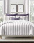 August Stripe Eggplant by 6ix Tailors Fine Linens