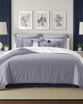 Walker Ticking Stripes Indigo/Ivory by 6ix Tailors Fine Linens